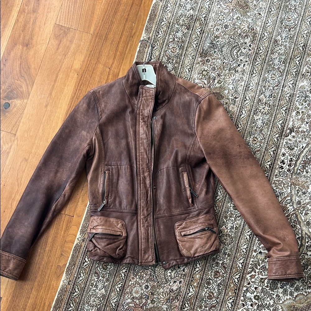 Vince Dark Brown Leather Women's Jacket